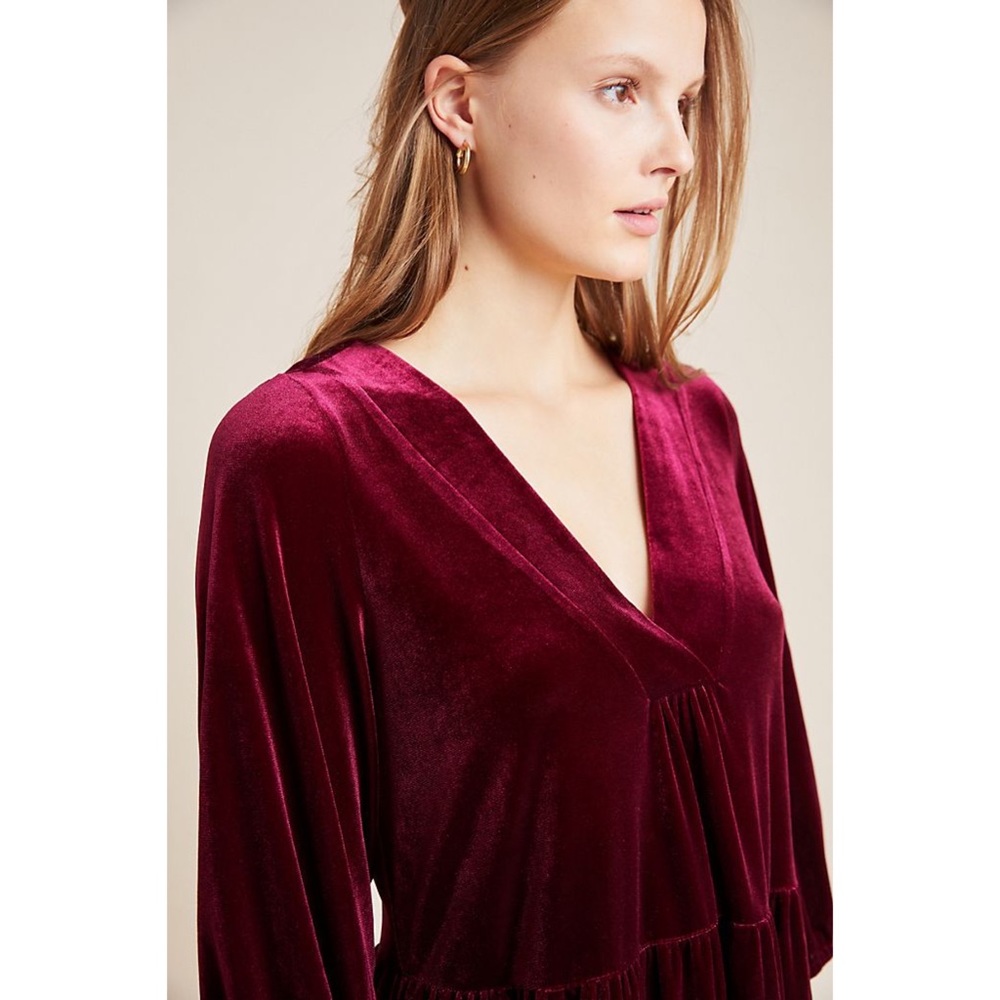 Anthropologie Greta Velvet Tunic Dress - Picture 2 of 4